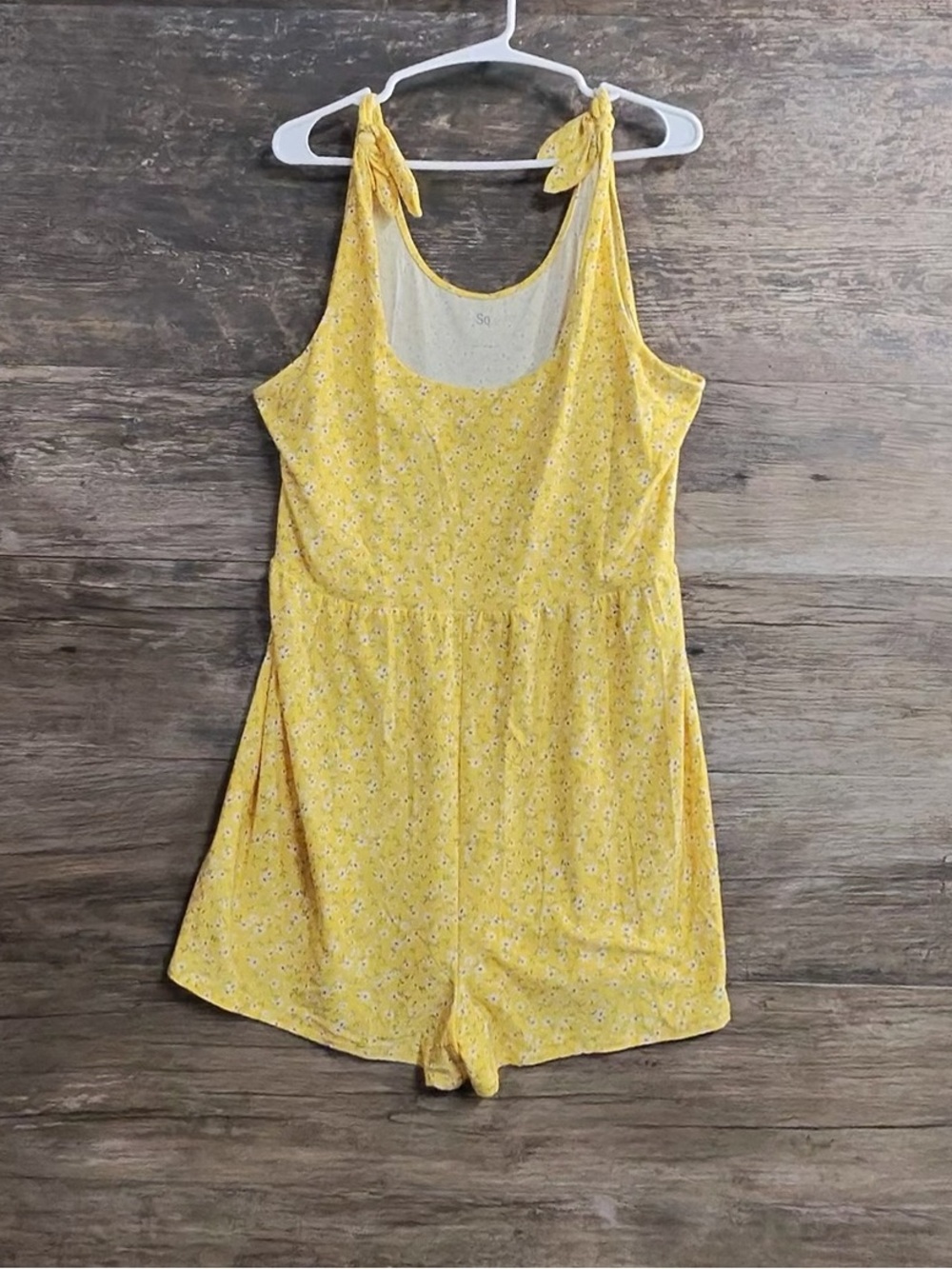 SO Yellow Floral Tie-Shoulder Romper with Elastic Waist